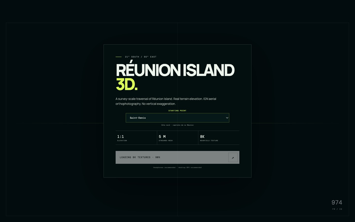 Réunion Island 3D loading screen