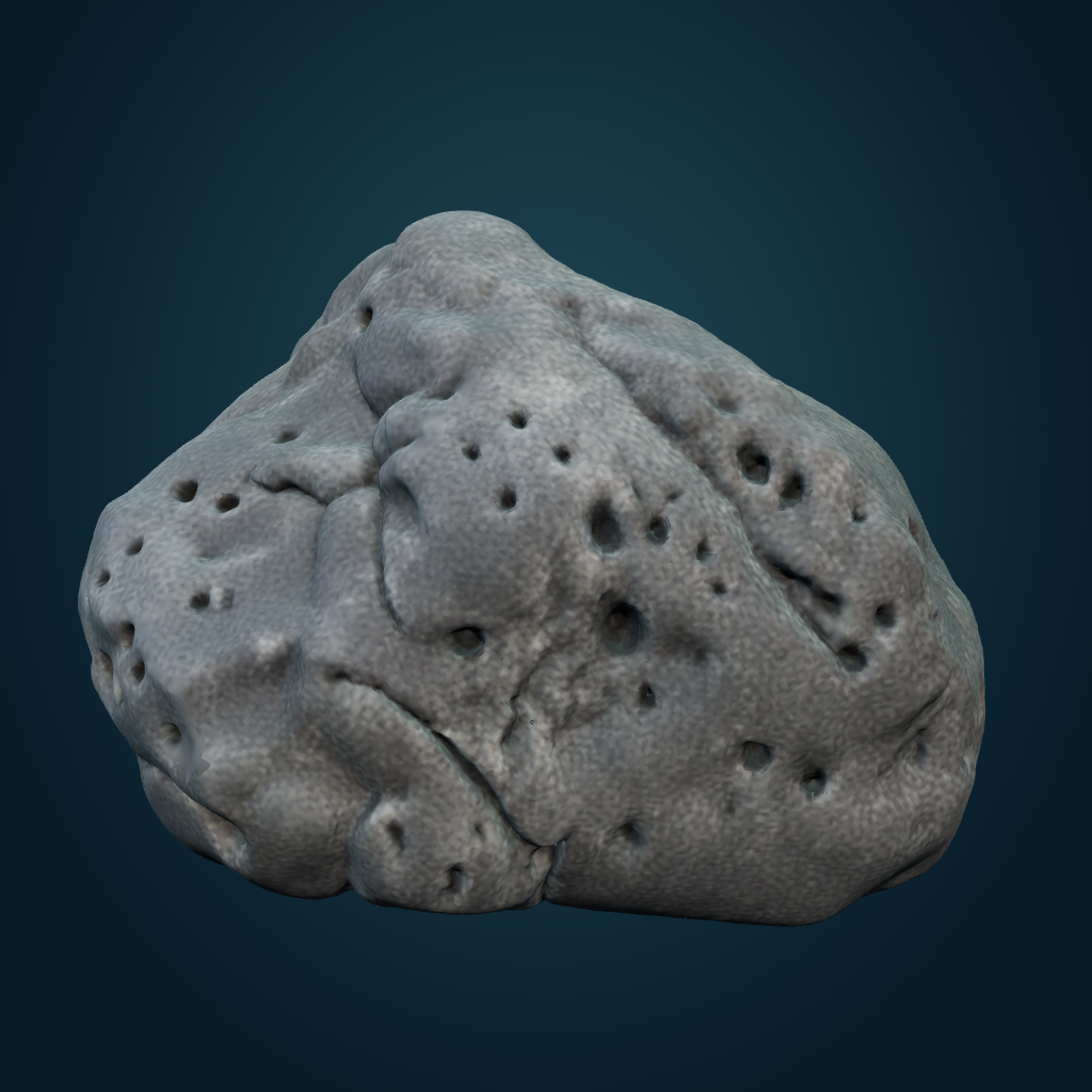 Rendered Dark basalt boulder mesh