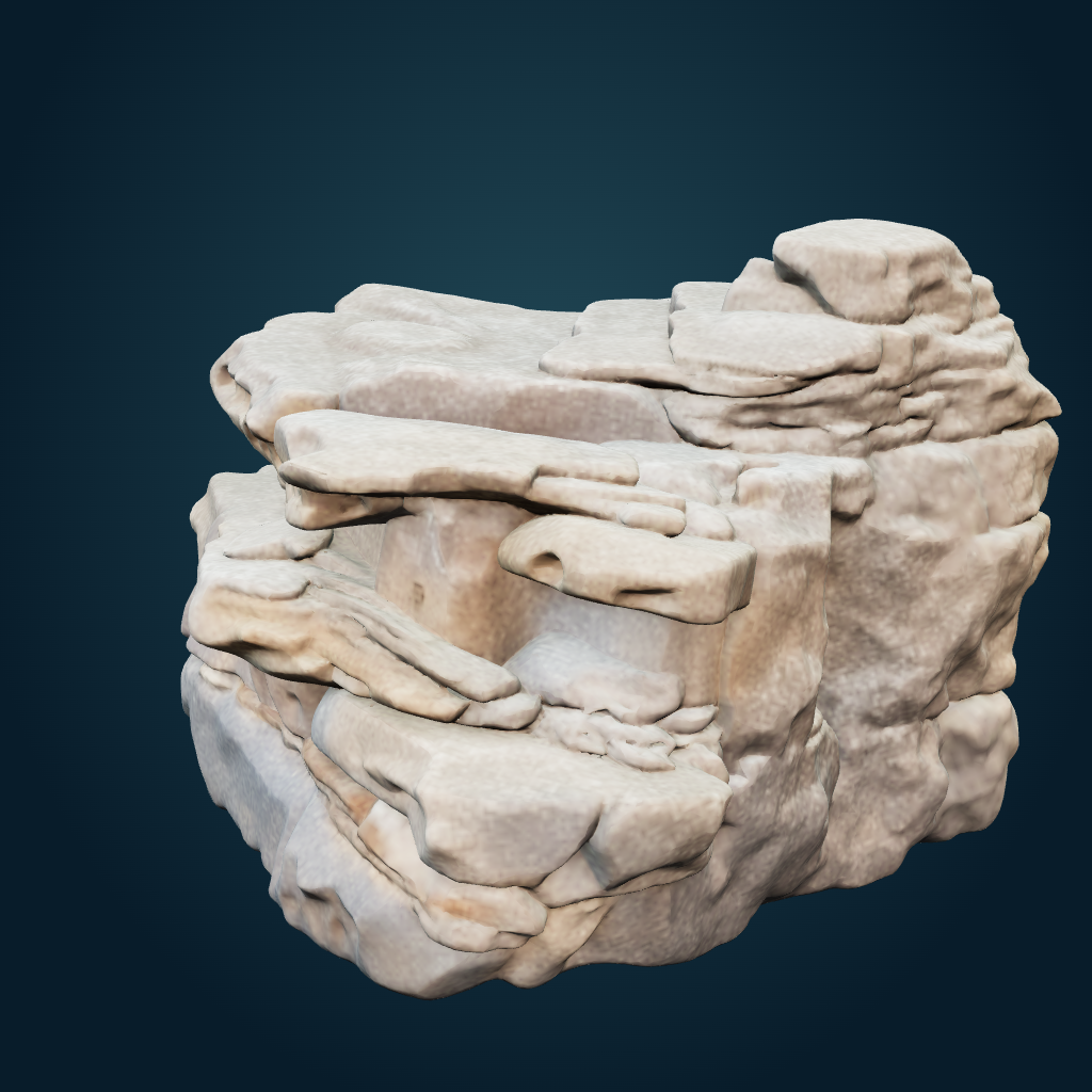 Rendered Layered sandstone outcrop mesh