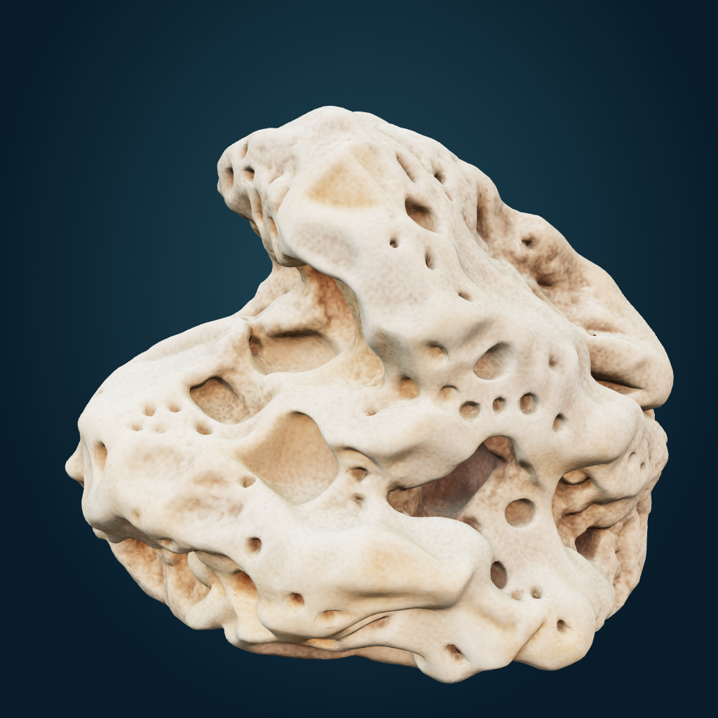 Rendered Porous limestone rock mesh